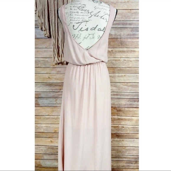 Show Me Your Mumu | ‘Kendall’ Dusty Blush Chiffon Sheer Drapey Formal Maxi Dress - Picture 5 of 8